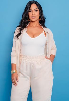 Imagem de Conjunto Plus Size com Camisa Brilho e Calça Pantalona