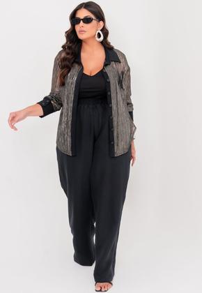 Imagem de Conjunto Plus Size com Camisa Brilho e Calça Pantalona