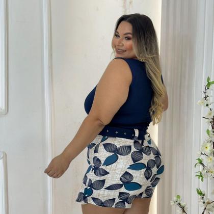 Imagem de Conjunto Plus Size Cropped + Short Saia C Cinto 0507