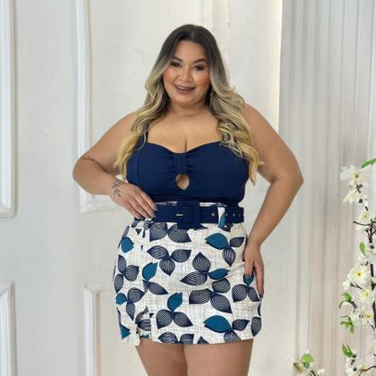 Imagem de Conjunto Plus Size Cropped + Short Saia C Cinto 0507