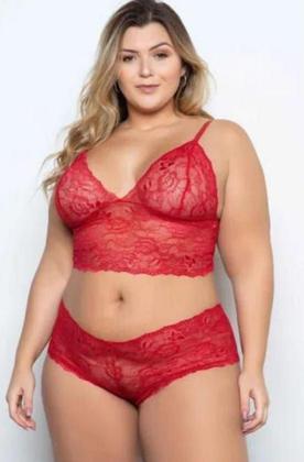 Imagem de Conjunto Plus Size De Renda Cropped + Calesson Plussize XGG