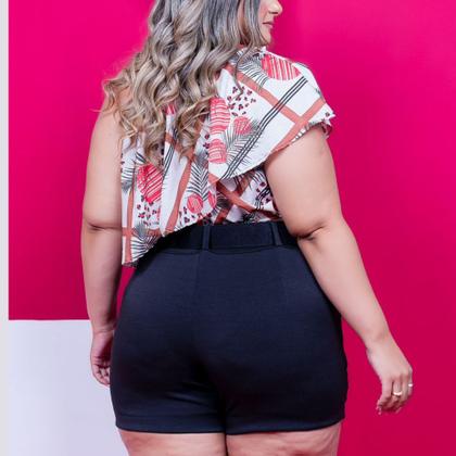 Imagem de Conjunto Plus Size Feminino Ciganinha Lastec Estampado Short com Cinto 0231
