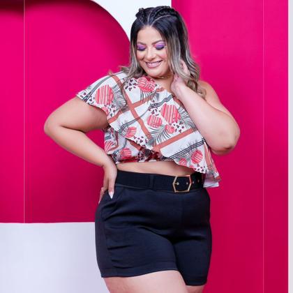 Imagem de Conjunto Plus Size Feminino Ciganinha Lastec Estampado Short com Cinto 0231