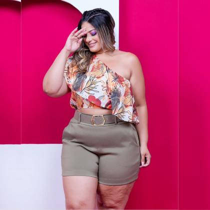 Imagem de Conjunto Plus Size Feminino Ciganinha Lastec Estampado Short com Cinto 0231