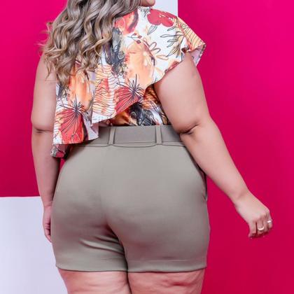 Imagem de Conjunto Plus Size Feminino Ciganinha Lastec Estampado Short com Cinto 0231