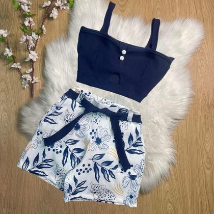 Imagem de Conjunto Plus Size Feminino Cropped Short Estampado 1831