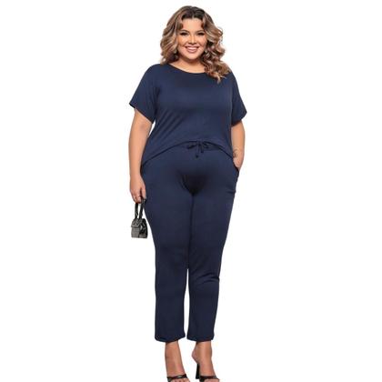Imagem de Conjunto Plus Size Feminino Manga Curta Viscolycra Multiuso Premium Confortável Cores Preto Azul Terracota Verde