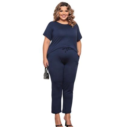 Imagem de Conjunto Plus Size Feminino Manga Curta Viscolycra Multiuso Premium Confortável Cores Preto Azul Terracota Verde