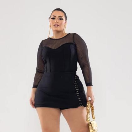 Imagem de Conjunto Plus Size/MidSize Cropped + Shorts Saia Argola 0465