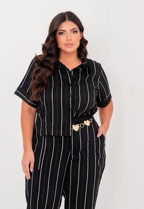 Imagem de Conjunto Plus Size Risca de Giz com Lurex