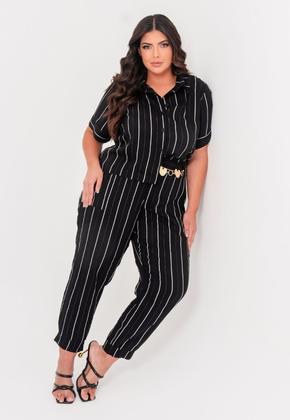 Imagem de Conjunto Plus Size Risca de Giz com Lurex