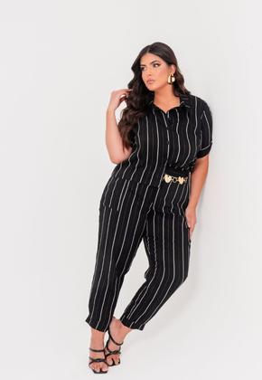 Imagem de Conjunto Plus Size Risca de Giz com Lurex
