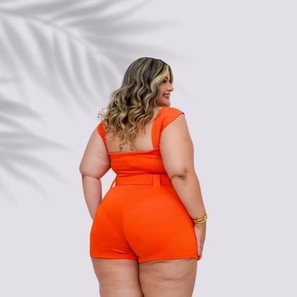 Imagem de Conjunto Plus Size Short Saia Detalhe Botão e Cinto 0600