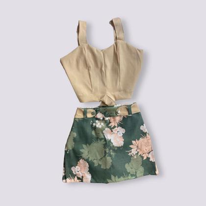 Imagem de Conjunto Plus Size Short Saia Estampado Cropped Botão 0055