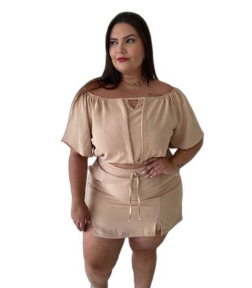 Imagem de Conjunto Plus Sizes de Short Saia e Cropped (Veste do 48 ao 52)