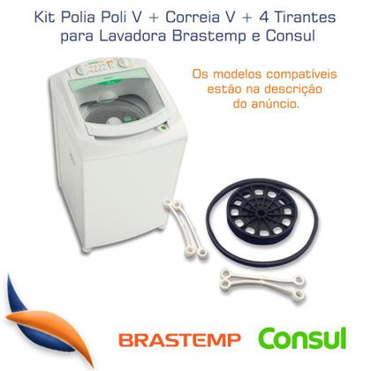 Imagem de Conjunto Polia Correia V Tirantes Lavadora Consul Brastemp / W10606115 / 000360480 / W11255699