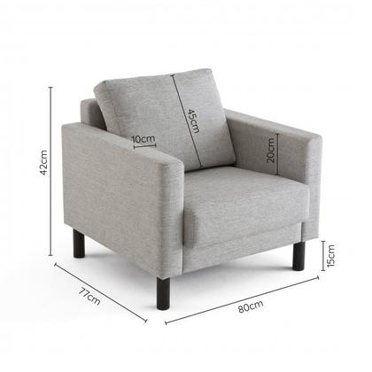 Imagem de Conjunto Poltrona com Puff Baú 60cm e Bandeja Antúrio CabeCasa MadeiraOriginals Cinza