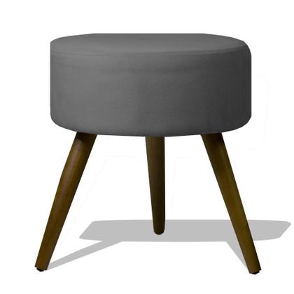 Imagem de Conjunto Poltrona Decorativa Nina e Puff Redondo Pés Palito Suede Cinza VictoriaDecor