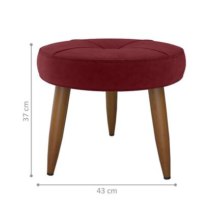 Imagem de Conjunto  Poltrona e Puff Decorativos Josh Veludo Vinho