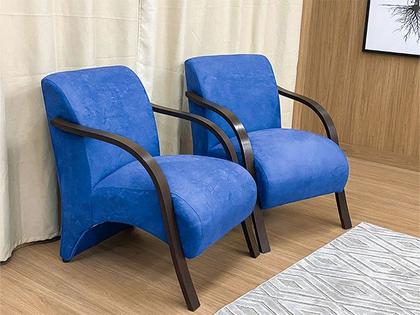 Conjunto Poltronas Braço Madeira Azul 410 México - Alpoim Imagem de Conjunto Poltronas Braço Madeira Azul 410 México