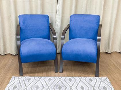 Conjunto Poltronas Braço Madeira Azul 410 México - Alpoim Imagem de Conjunto Poltronas Braço Madeira Azul 410 México