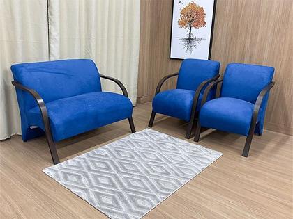 Conjunto Poltronas Braço Madeira Azul 410 México - Alpoim Imagem de Conjunto Poltronas Braço Madeira Azul 410 México