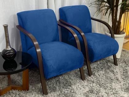 Imagem de Conjunto Poltronas Braço Madeira Azul 410 México