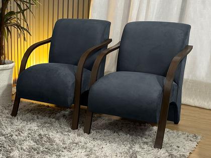 Imagem de Conjunto Poltronas Braço Madeira Cinza 606 México