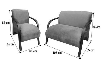 Conjunto Poltronas Braço Madeira Cinza 606 México - Alpoim Imagem de Conjunto Poltronas Braço Madeira Cinza 606 México