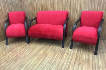 Conjunto Poltronas Braço Madeira Vermelho 608 México - Alpoim Imagem de Conjunto Poltronas Braço Madeira Vermelho 608 México