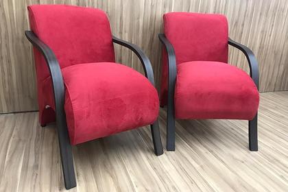 Conjunto Poltronas Braço Madeira Vermelho 608 México - Alpoim Imagem de Conjunto Poltronas Braço Madeira Vermelho 608 México