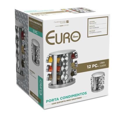 Imagem de Conjunto Porta Condimentos Giratório Euro Com Suporte Em Inox E 12 Potes