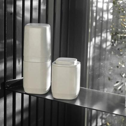 Imagem de Conjunto Porta Escova de Dentes Fechado + Dispenser Sabonete Líquido Para Pia Banheiro Lavabo Organização Aura - OU