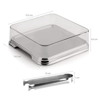 Imagem de Conjunto Porta-Frios Duplo Forma Inox Vision Quadrado 3 pçs