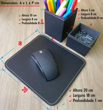 Imagem de Conjunto Porta Lapis E Clips Apoio De Mouse Pad Escritório - Material Sintético