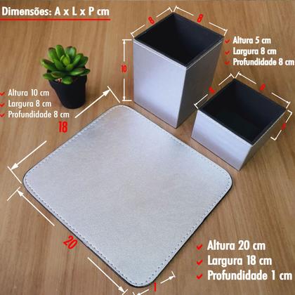 Imagem de Conjunto Porta Lapis E Clips Apoio De Mouse Pad Escritório - Material Sintético
