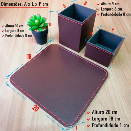 Imagem de Conjunto Porta Lapis E Clips Apoio De Mouse Pad Escritório - Material Sintético