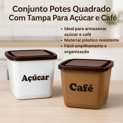 Imagem de Conjunto Porta Mantimentos Café e Açúcar 2 Potes 2100ml