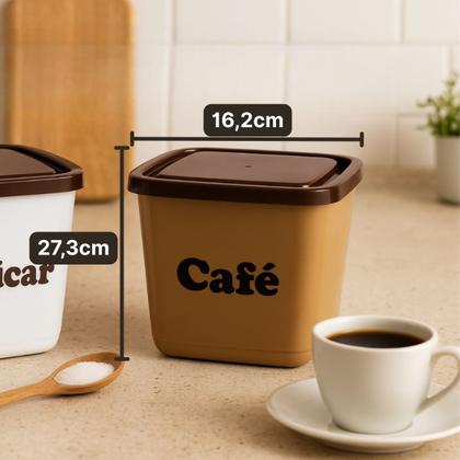 Imagem de Conjunto Porta Mantimentos Café e Açúcar 2 Potes 2100ml