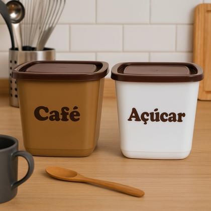 Imagem de Conjunto Porta Mantimentos Café e Açúcar 2 Potes 2100ml