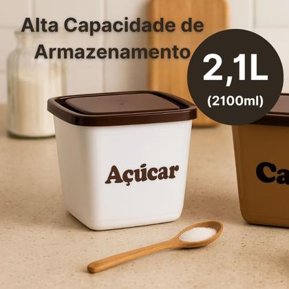 Imagem de Conjunto Porta Mantimentos Café e Açúcar 2 Potes 2100ml