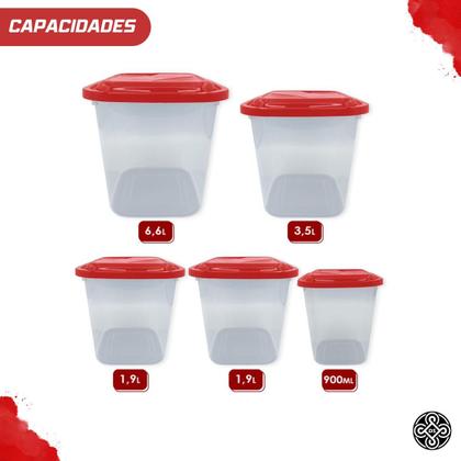 Imagem de Conjunto Porta Mantimentos Potes Kit Com 5 Peças