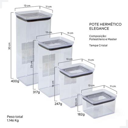 Imagem de Conjunto Pote Hermetico Tampa Cristal 6 Peças