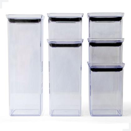 Imagem de Conjunto Pote Hermetico Tampa Cristal 6 Peças