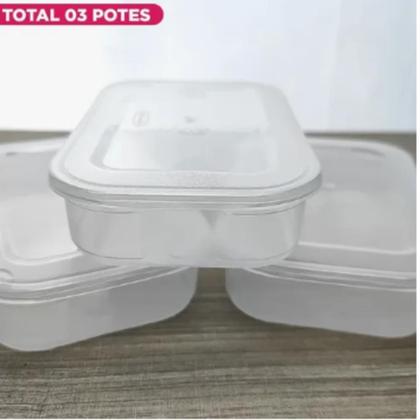 Imagem de Conjunto Pote Plástico Com Tampa Retangular 6 Peças 500ml