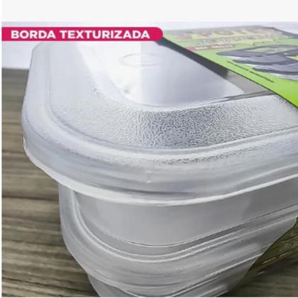 Imagem de Conjunto Pote Plástico Com Tampa Retangular 6 Peças 500ml