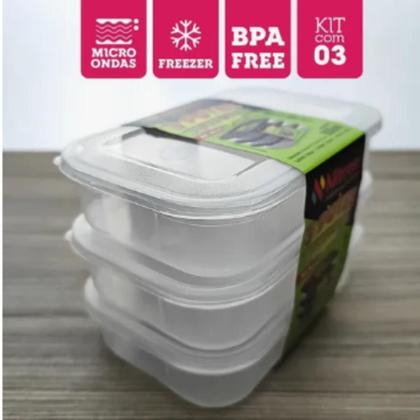 Imagem de Conjunto Pote Plástico Com Tampa Retangular 6 Peças 500ml