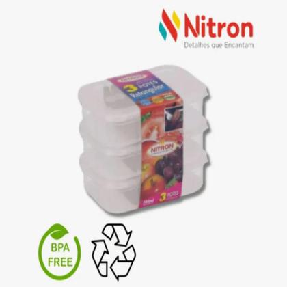 Imagem de Conjunto Pote Plástico Com Tampa Retangular 6 Peças 500ml