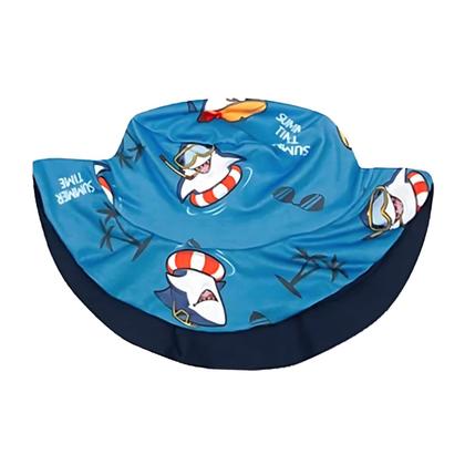 Imagem de Conjunto Praia Bebê e Infantil Proteção UV com Chapéu Tubarão de Férias Marinho Diju