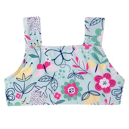 Imagem de Conjunto Praia Camiseta e Biquíni Cropped Floral Verde Água Tip Top